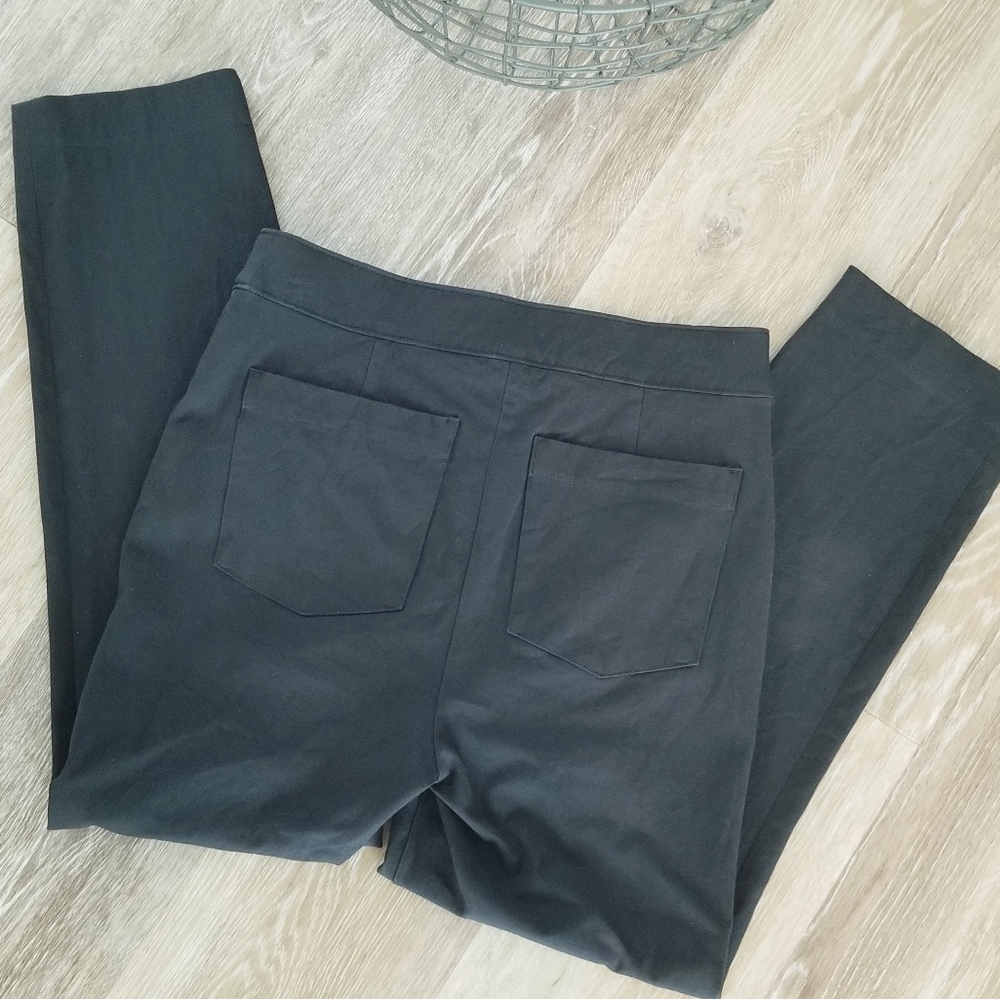 Spanx Polished Slim Straight Leg Womens Pants Rear Pockets Stretch Classic Black - Picture 12 of 13